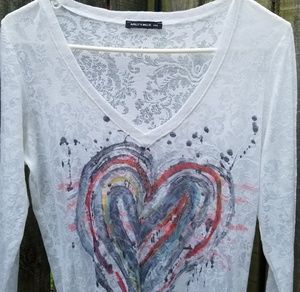 Nally & Millie Tops - Nally & Millie Burnout Heart Top Size Large Nally & Millie Tops - Nally & Millie Burnout Heart Top Size Large